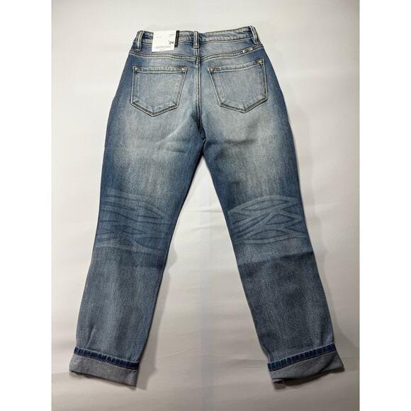 NWT KanCan Women's Light Wash Distressed Tapered Leg Blue Jeans - Size 1 (24x28) - Picture 2 of 10